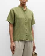 Image 2 of 6: Eileen Fisher Boxy Button-Down Organic Linen Shirt