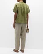Image 3 of 6: Eileen Fisher Boxy Button-Down Organic Linen Shirt