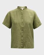 Image 1 of 6: Eileen Fisher Boxy Button-Down Organic Linen Shirt