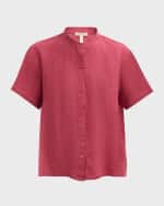 Image 1 of 6: Eileen Fisher Boxy Button-Down Organic Linen Shirt