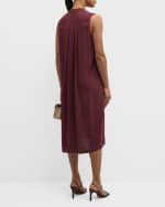 Image 4 of 6: Eileen Fisher Pleated Silk Georgette Crepe Midi Shirtdress