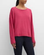 Image 1 of 6: Eileen Fisher Scoop-Neck Organic Linen-Cotton Blouse