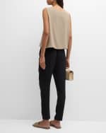 Image 3 of 6: Eileen Fisher Scoop-Neck Georgette Crepe Shell