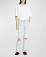 Image 4 of 5: THE ROW Burty Distressed Straight-Leg Jeans