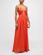 Image 1 of 6: SIMKHAI Oleander Halter Maxi Dress