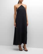 Image 2 of 6: SIMKHAI Onyx Crystal Trim Halter Maxi Dress