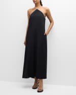 Image 5 of 6: SIMKHAI Onyx Crystal Trim Halter Maxi Dress