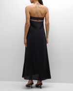 Image 3 of 6: SIMKHAI Onyx Crystal Trim Halter Maxi Dress