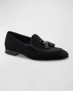 Image 2 of 4: Ferragamo Men's Donovan Leather Gancini-Tassel Loafers