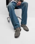 Image 2 of 6: Ferragamo Men's Suede Bit Easy Loafers