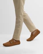 Image 2 of 6: Ferragamo Men's Calipso Gancini Suede Drivers