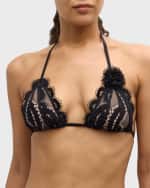 Image 4 of 6: PQ Swim Rosette Lace Triangle Bikini Top