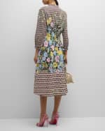 Image 3 of 6: Rickie Freeman for Teri Jon Geometric & Floral-Print Midi Shirtdress