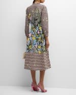 Image 4 of 6: Rickie Freeman for Teri Jon Geometric & Floral-Print Midi Shirtdress