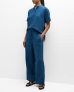 Image 5 of 6: Eileen Fisher Cropped Wide-Leg Organic Linen Pants