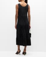 Image 3 of 6: Eileen Fisher Petite Crinkled Scoop-Neck Midi Tank Dress