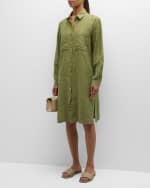Image 5 of 6: Eileen Fisher Button-Down Organic Linen Midi Shirtdress