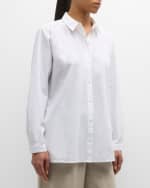 Image 1 of 6: Eileen Fisher Petite Button-Down Organic Cotton Poplin Shirt