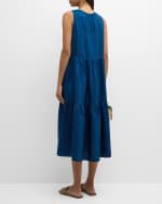 Image 3 of 6: Eileen Fisher Tiered Sleeveless Washed Silk Midi Dress