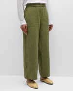 Image 1 of 6: Eileen Fisher Petite Cropped Straight-Leg Organic Linen Pants