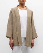 Image 1 of 6: Eileen Fisher Shawl-Collar Crinkled Open-Front Jacket