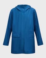 Image 1 of 6: Eileen Fisher Lightweight Snap-Front Hooded Anorak
