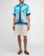 Image 5 of 6: CASABLANCA Men's Coquillage Colore Silk Camp Shirt