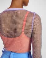 Image 5 of 5: Essentiel Antwerp Fkatwigs Rhinestone-Embellished Long-Sleeve Mesh Top