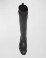 Image 5 of 5: Ferragamo Roly Leather Gancino Buckle Tall Boots