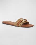 Image 4 of 5: Ferragamo Leah Woven Bit Strap Slide Sandals
