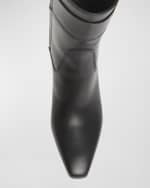 Image 3 of 5: Ferragamo Rol Leather Gancino Buckle Ankle Boots