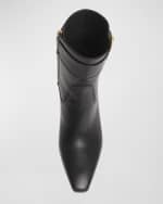 Image 5 of 5: Ferragamo Rol Leather Gancino Buckle Ankle Boots