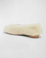 Image 2 of 5: Ferragamo Noella Shearling Buckle Ballerina Flats