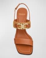 Image 5 of 5: Ferragamo Lou Leather Gancio Slingback Sandals