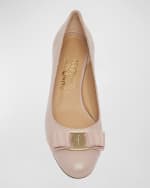 Image 5 of 5: Ferragamo Vara Leather Bow Ballerina Pumps