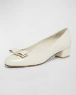 Image 4 of 5: Ferragamo Vara Croco Bow Ballerina Pumps