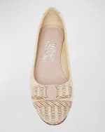 Image 5 of 5: Ferragamo Varina Woven Bow Ballerina Flats