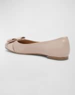 Image 2 of 5: Ferragamo Varina Leather Bow Ballerina Flats