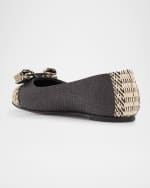 Image 2 of 4: Ferragamo Varina Woven Bow Ballerina Flats