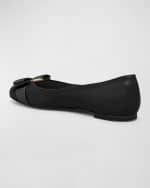 Image 2 of 4: Ferragamo Varina Leather Bow Ballerina Flats
