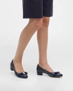 Image 2 of 6: Ferragamo Vara Leather Bow Low Pumps