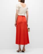 Image 3 of 6: Derek Lam 10 Crosby Paulette Flared Satin Midi Skirt