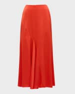 Image 1 of 6: Derek Lam 10 Crosby Paulette Flared Satin Midi Skirt