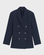 Image 1 of 6: Theory Boxy Double-Breasted Wool-Blend Jacket