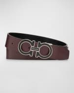 Image 3 of 3: Ferragamo Men's Double Adjustable Leather Belt