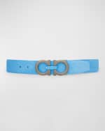 Image 2 of 4: Ferragamo Men's Leather Gancini-Buckle Belt