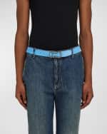 Image 4 of 4: Ferragamo Men's Leather Gancini-Buckle Belt