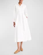 Image 1 of 4: Merlette Liberty Pintuck Pima Cotton Midi Shirtdress