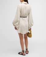 Image 3 of 6: JBQ Antonia Mini Linen Shirtdress with Voluminous Sleeves