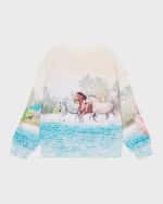 Image 3 of 3: Molo Girl's Island Horse Maxi Sweatshirt, Size 4-6